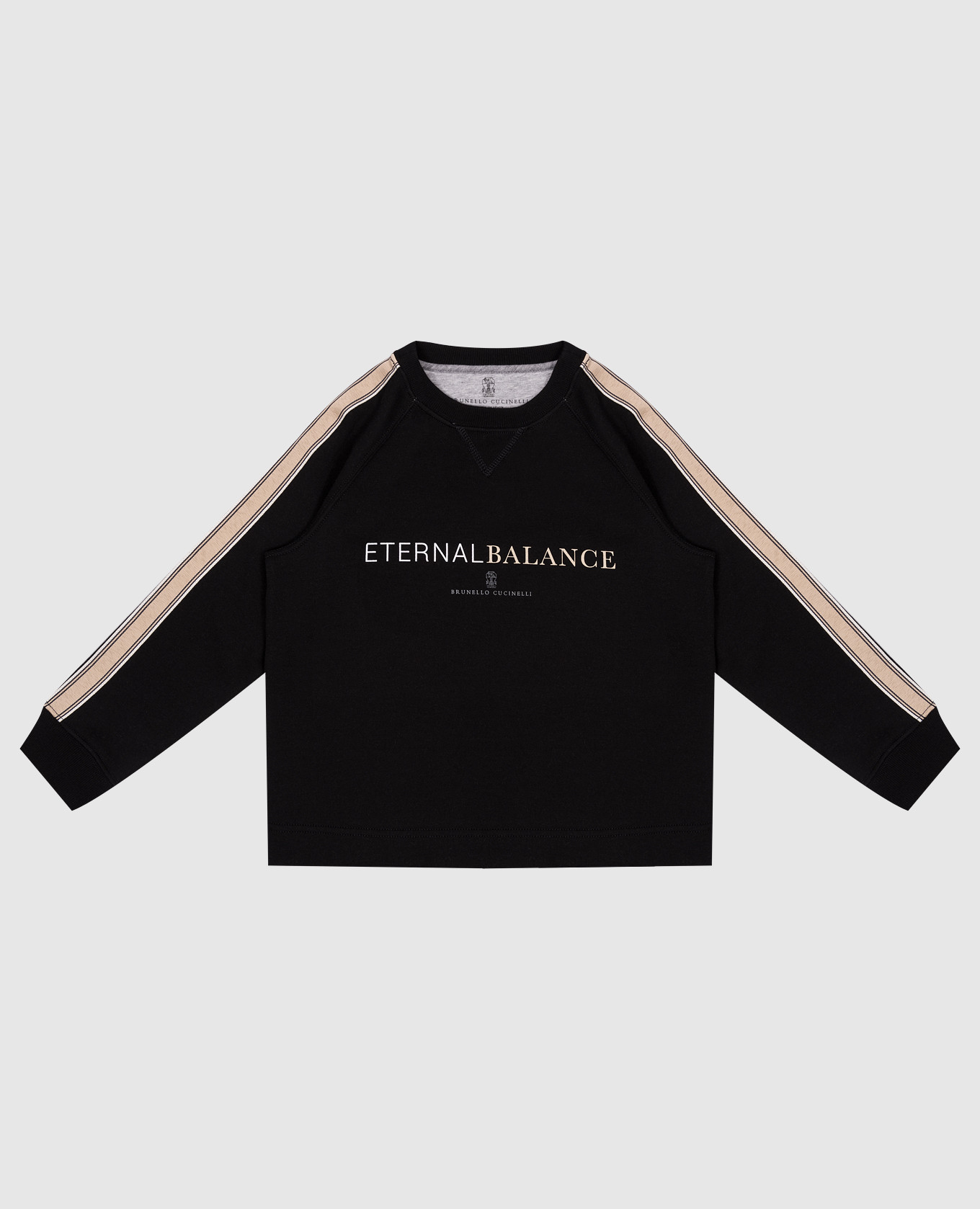 Children's black sweatshirt with a print brunello cucinelli