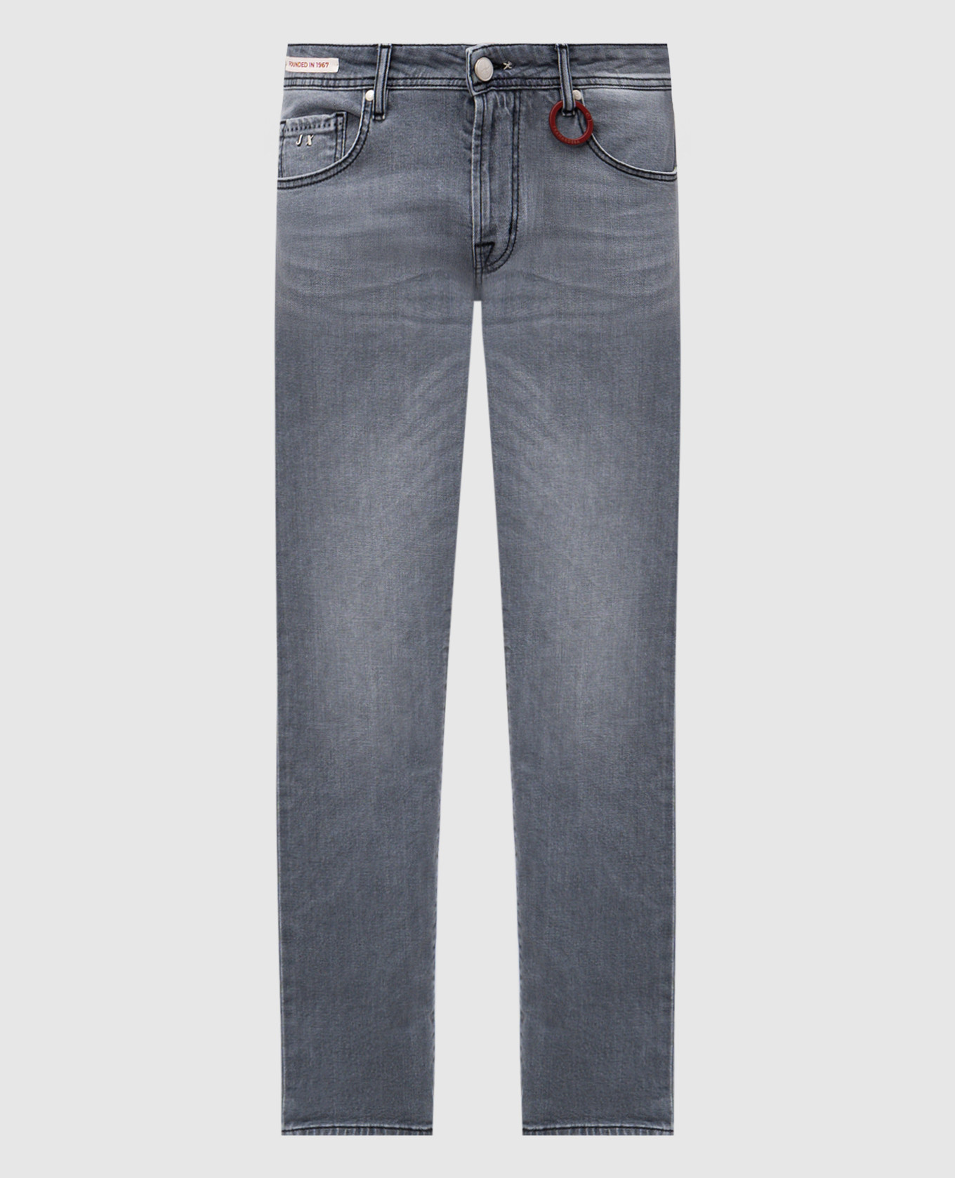 Michelangelo grey jeans with logo patch Tramarossa