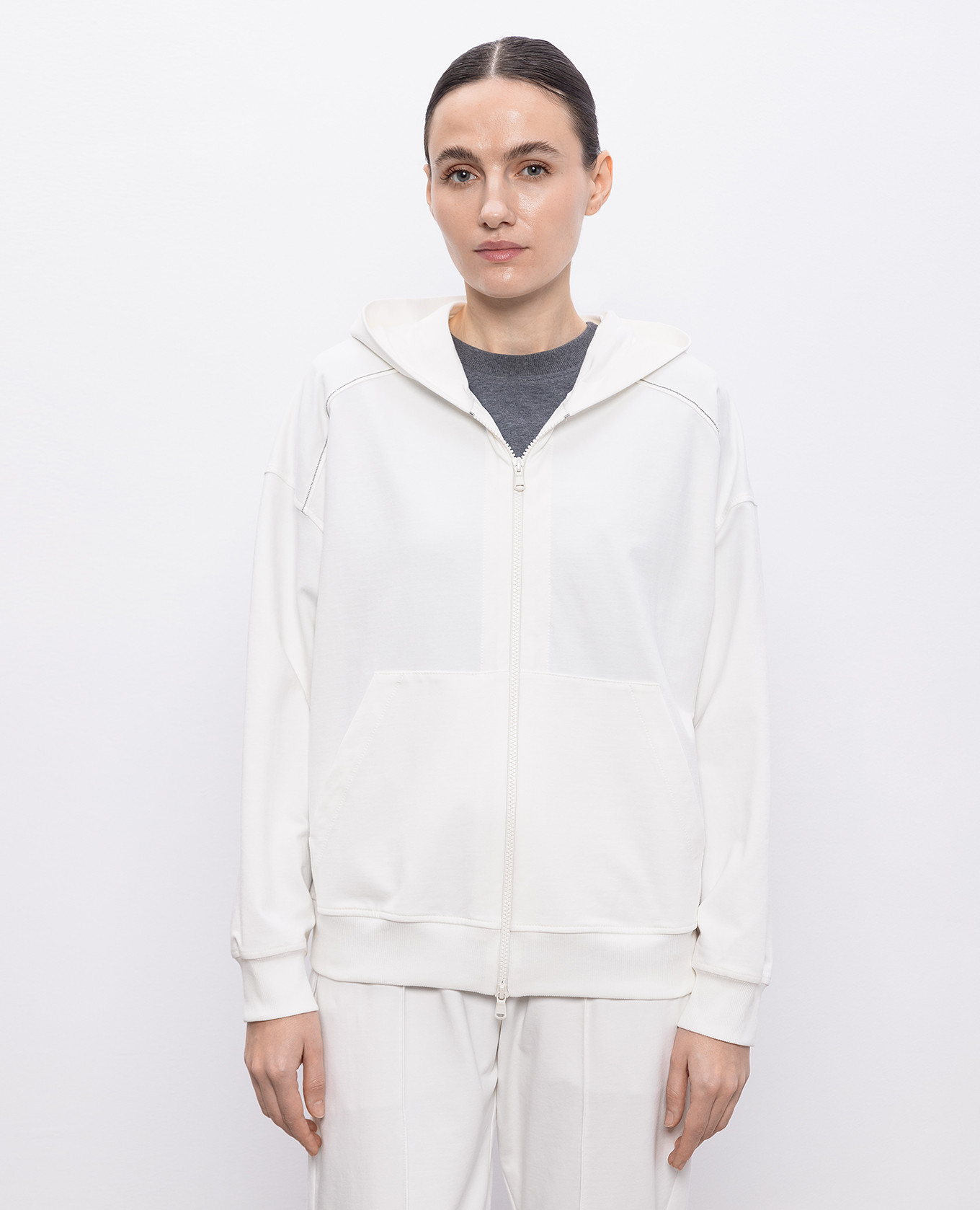 

White sports jacket with monil chain Brunello Cucinelli