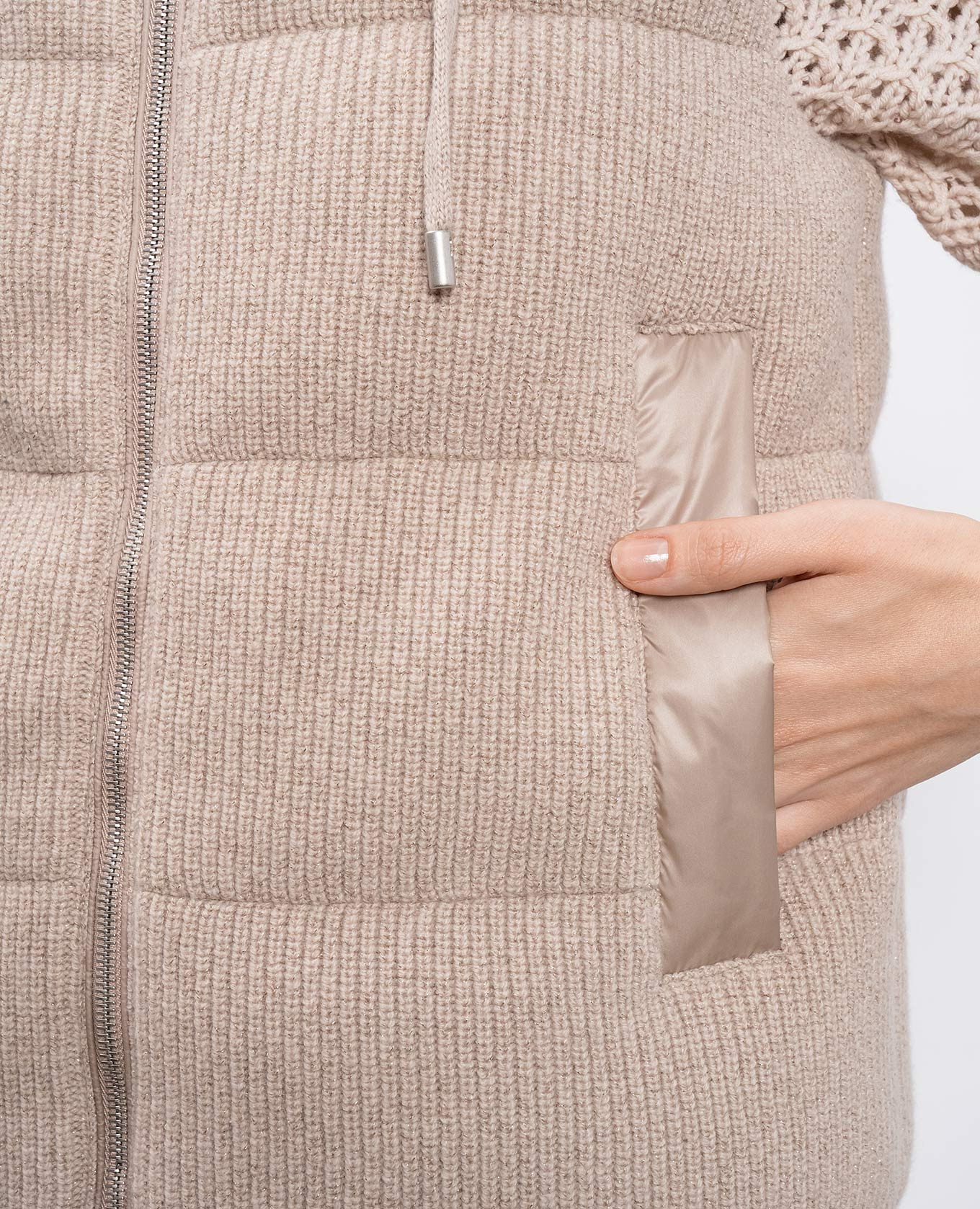 

Beige down vest with wool and cashmere Peserico