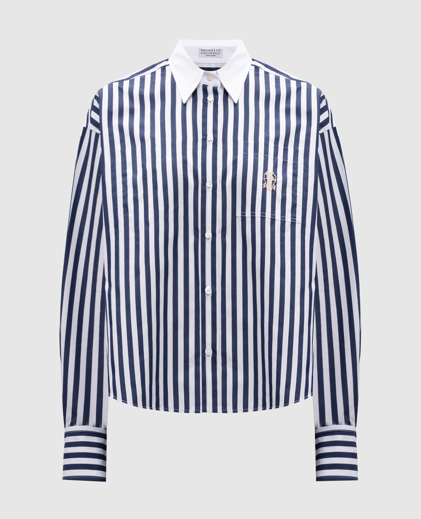Blue striped silk shirt Brunello Cucinelli
