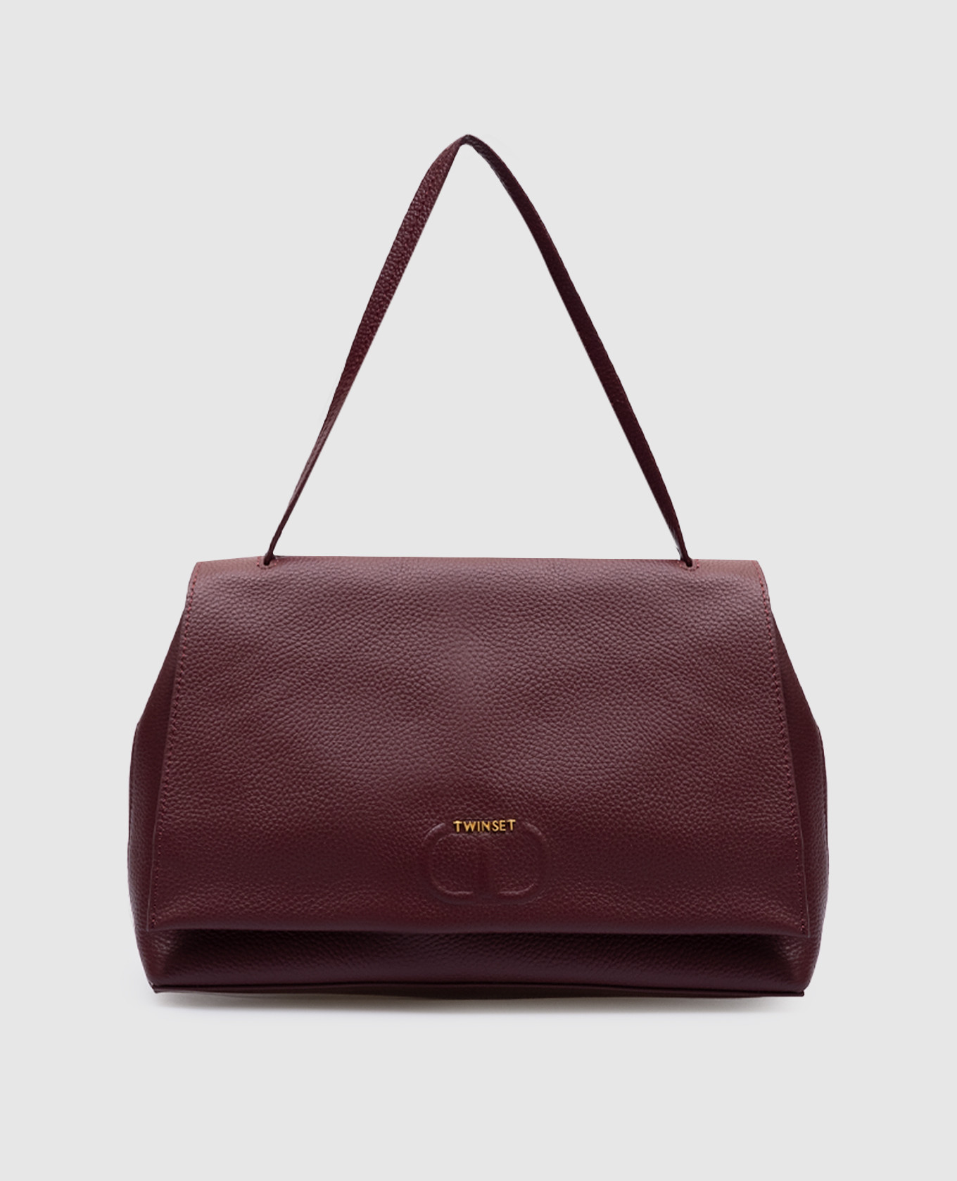

Burgundy leather bag with logo Twinset