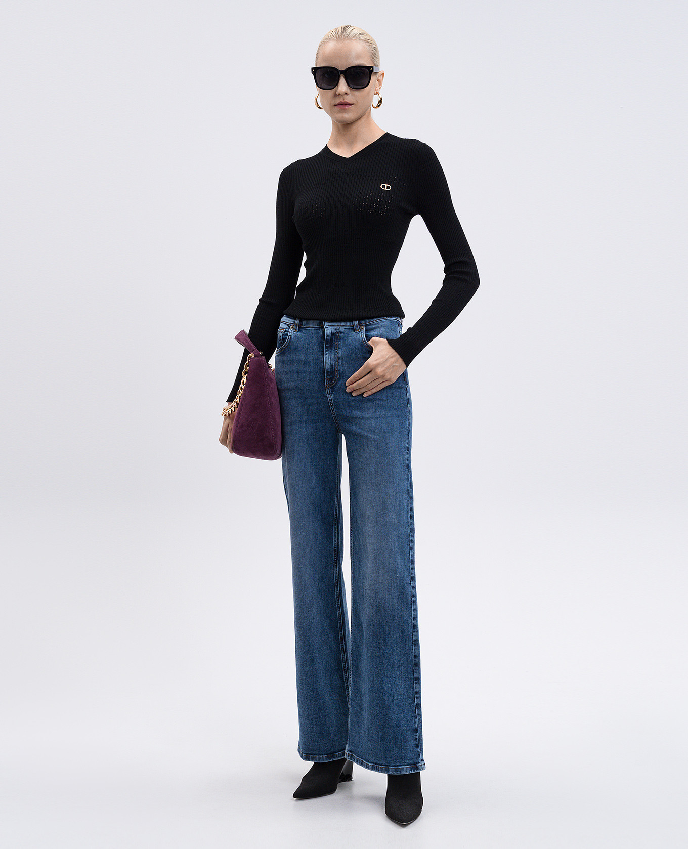 

Black ribbed pullover Twinset