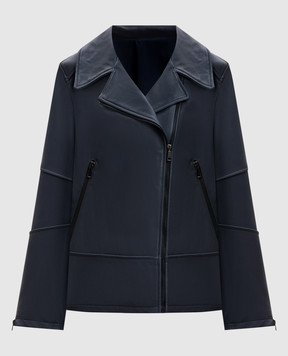 Simonetta Ravizza Blue leather jacket Milos S05JA284L16