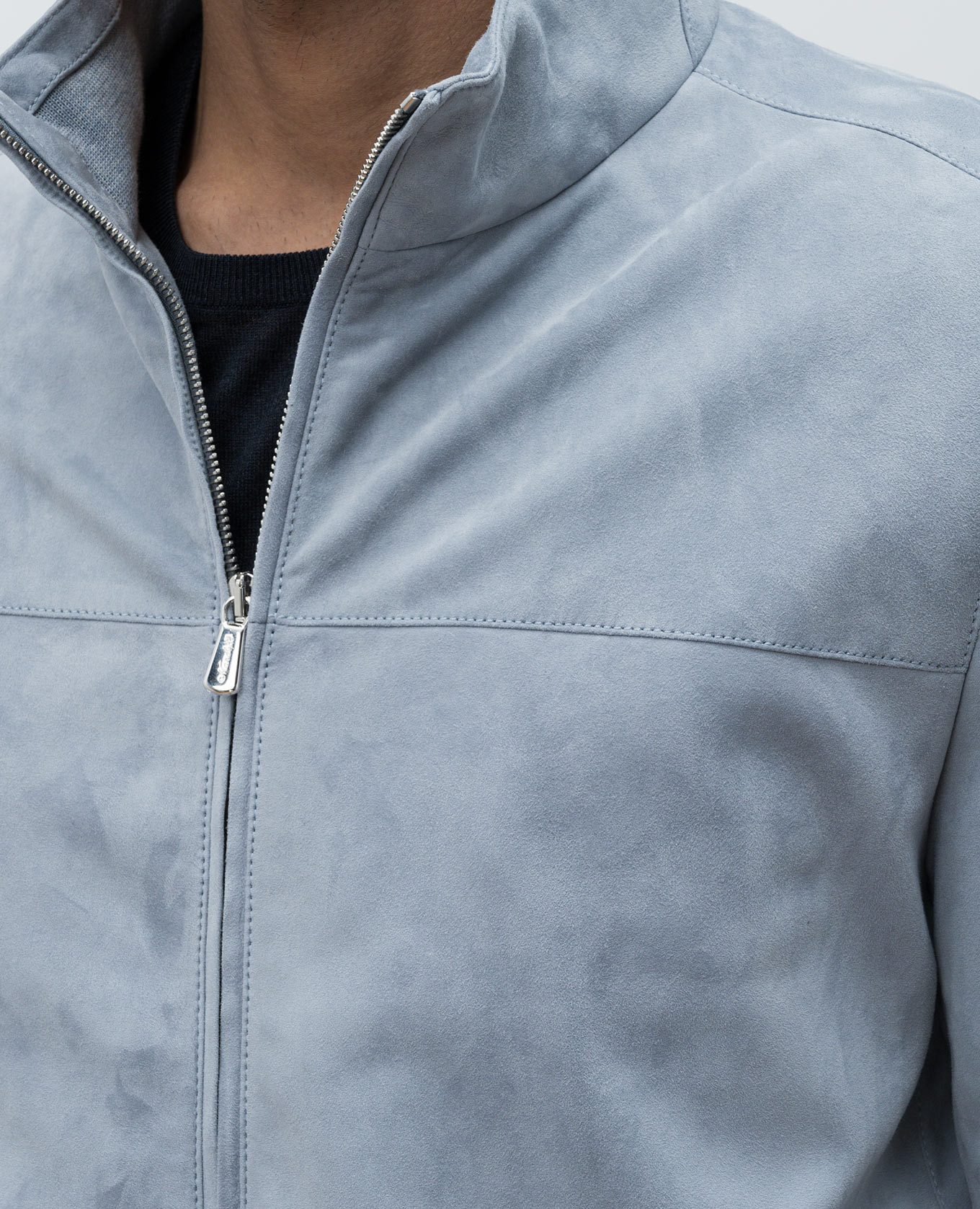 

Blue suede jacket Enrico Mandelli, Light blue