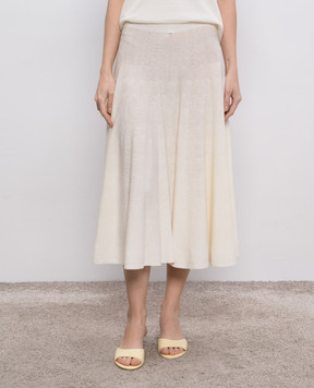 The Row Jaliah beige linen midi skirt 8669Y889