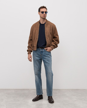 Ami Paris Brown suede bomber jacket HJK152LH0059