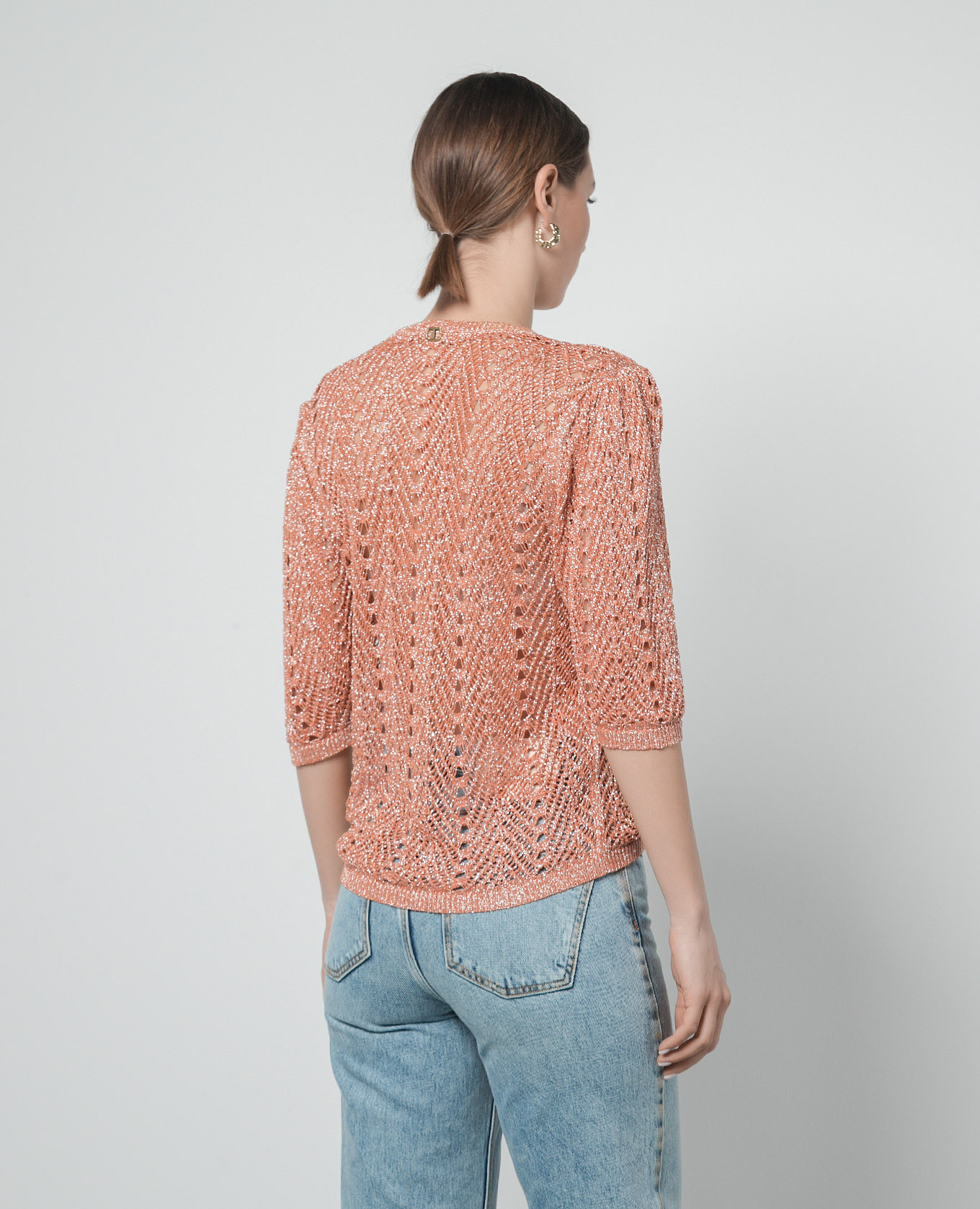 

Orange openwork jumper with lurex Twinset