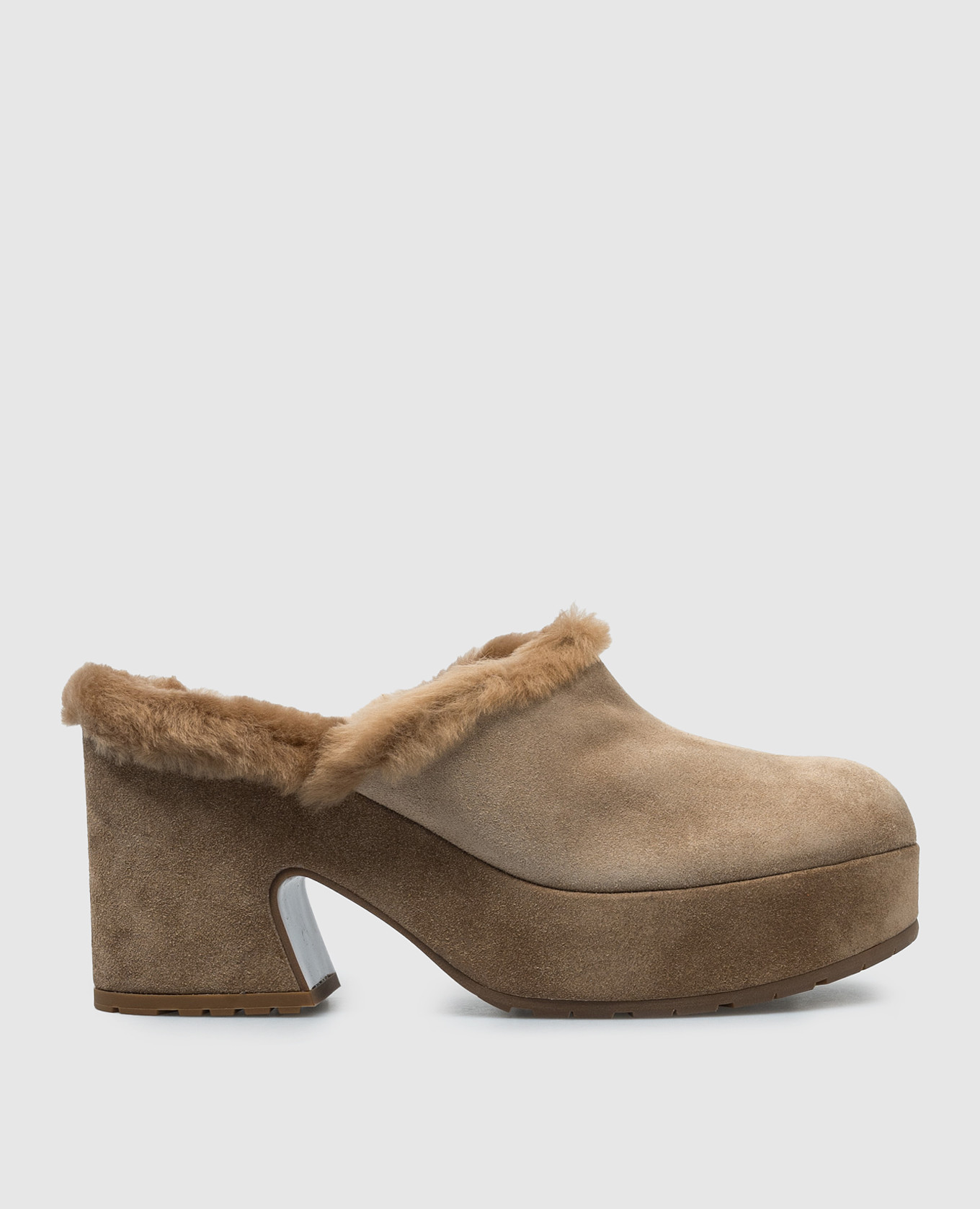 

Lyss camel fur brown suede clogs Gianvito Rossi