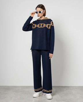 Twinset Blue logo lurex pants 241TP3521