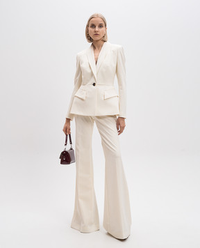 Del Core COLLO A SCIALLE white jacket with wool J001062T0891