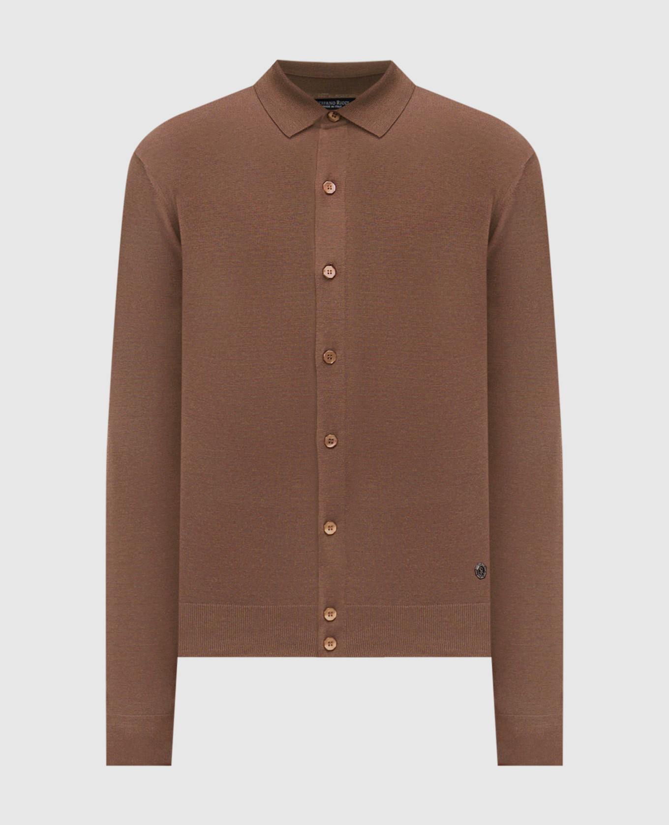 

Brown wool cardigan with monogram logo Stefano Ricci