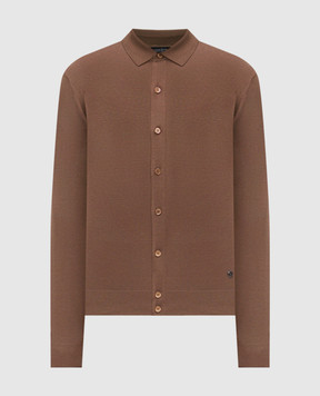 Stefano Ricci Brown wool cardigan with monogram logo K303025PALF25345