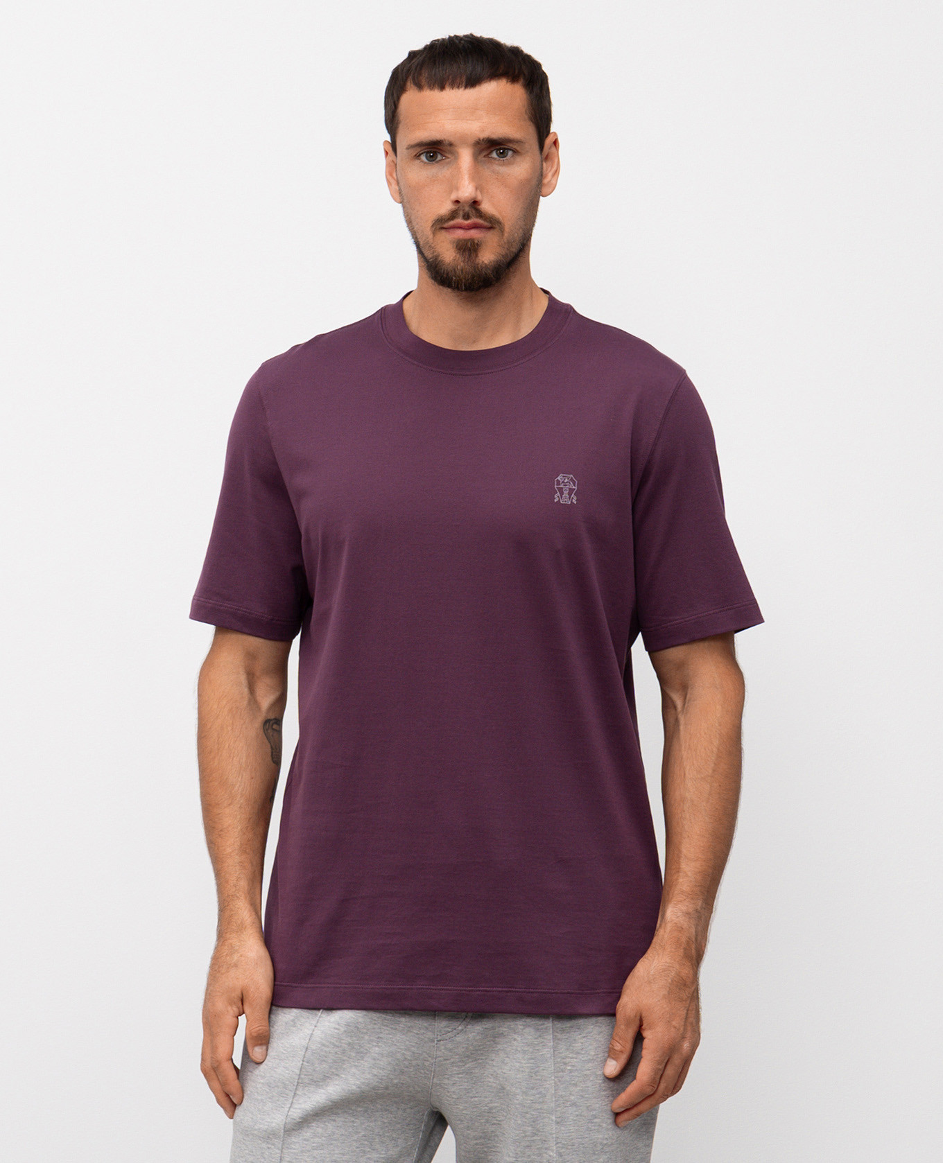 

Purple T-shirt with logo emblem print Brunello Cucinelli, Violet