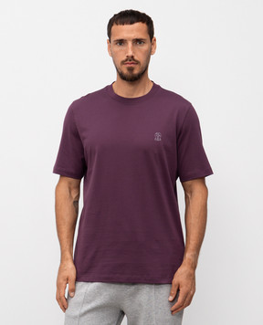 Brunello Cucinelli Purple T-shirt with logo emblem print M0B138440