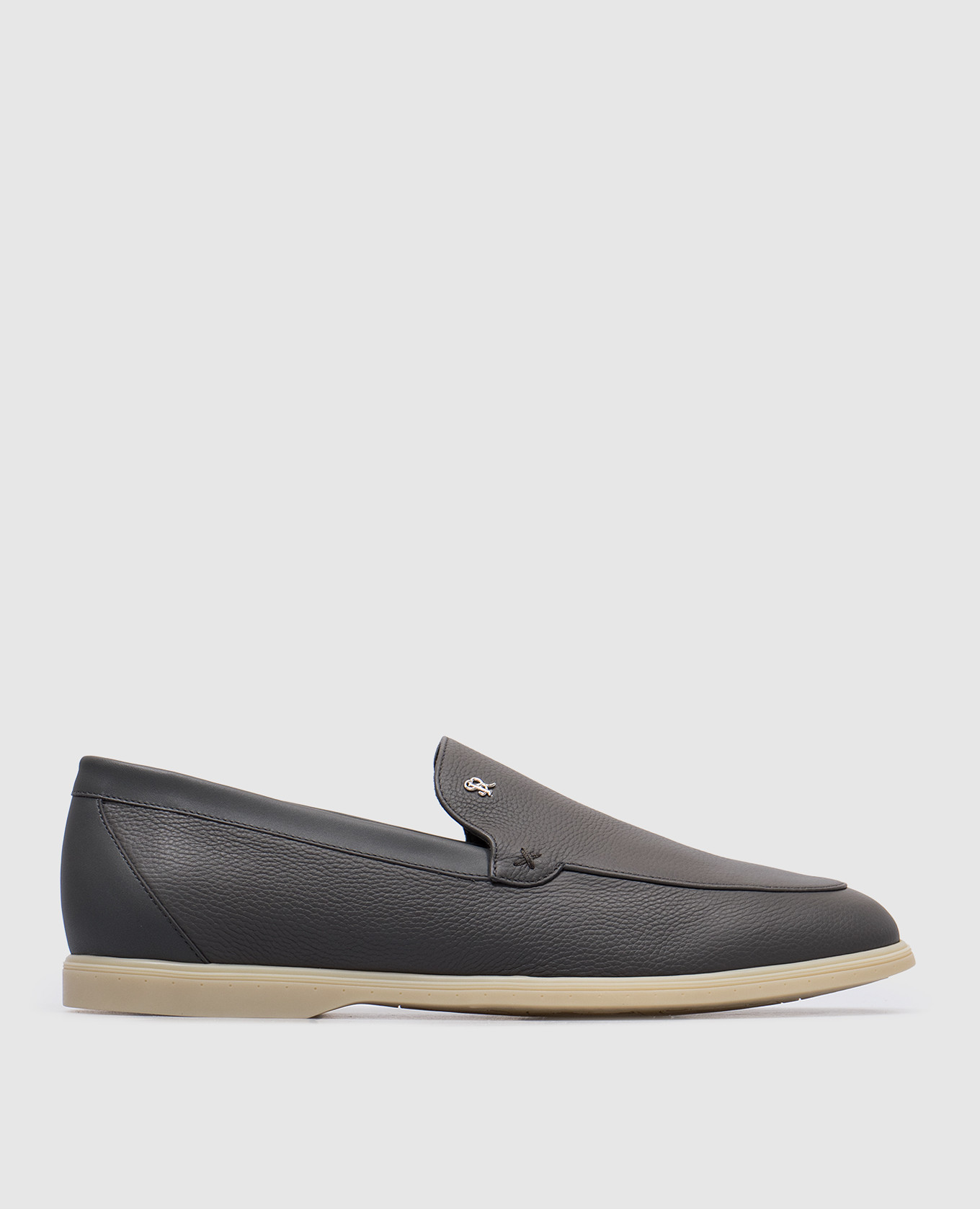 

Gray leather loafers with logo emblem Stefano Ricci, Grey