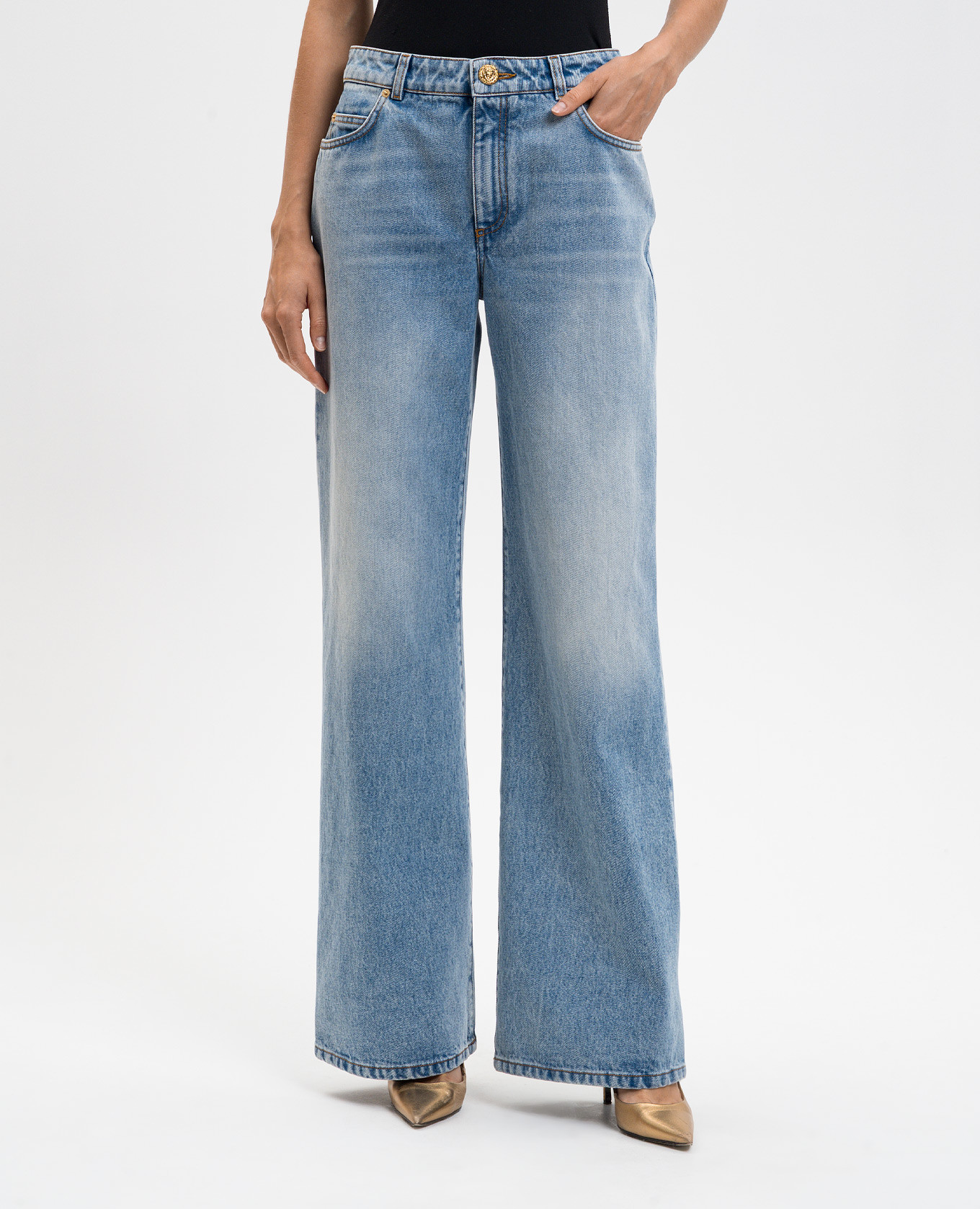 

Blue jeans with a worn effect Balmain, Light blue