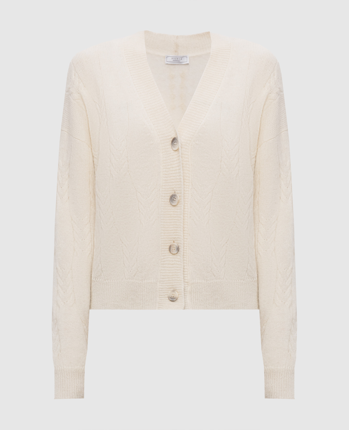 Beige wool cardigan with textured pattern Peserico