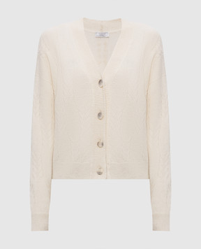Peserico Beige wool cardigan with textured pattern A99372F07K09240