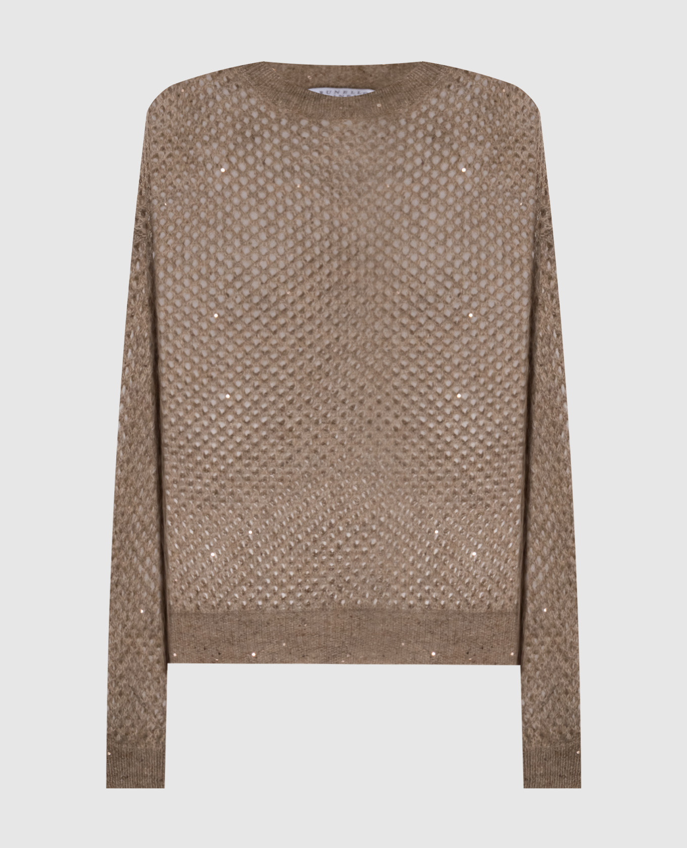 

Beige mohair and wool sweater with openwork pattern Brunello Cucinelli