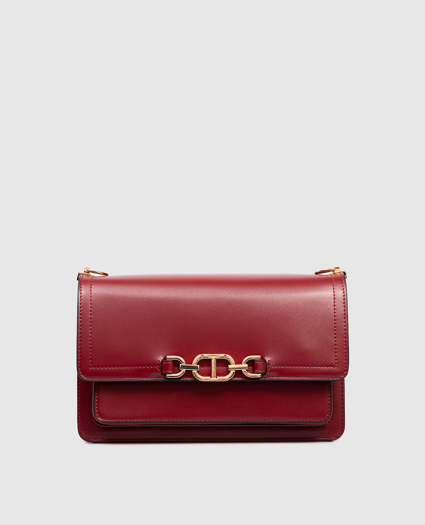 Burgundy logo messenger bag Twinset