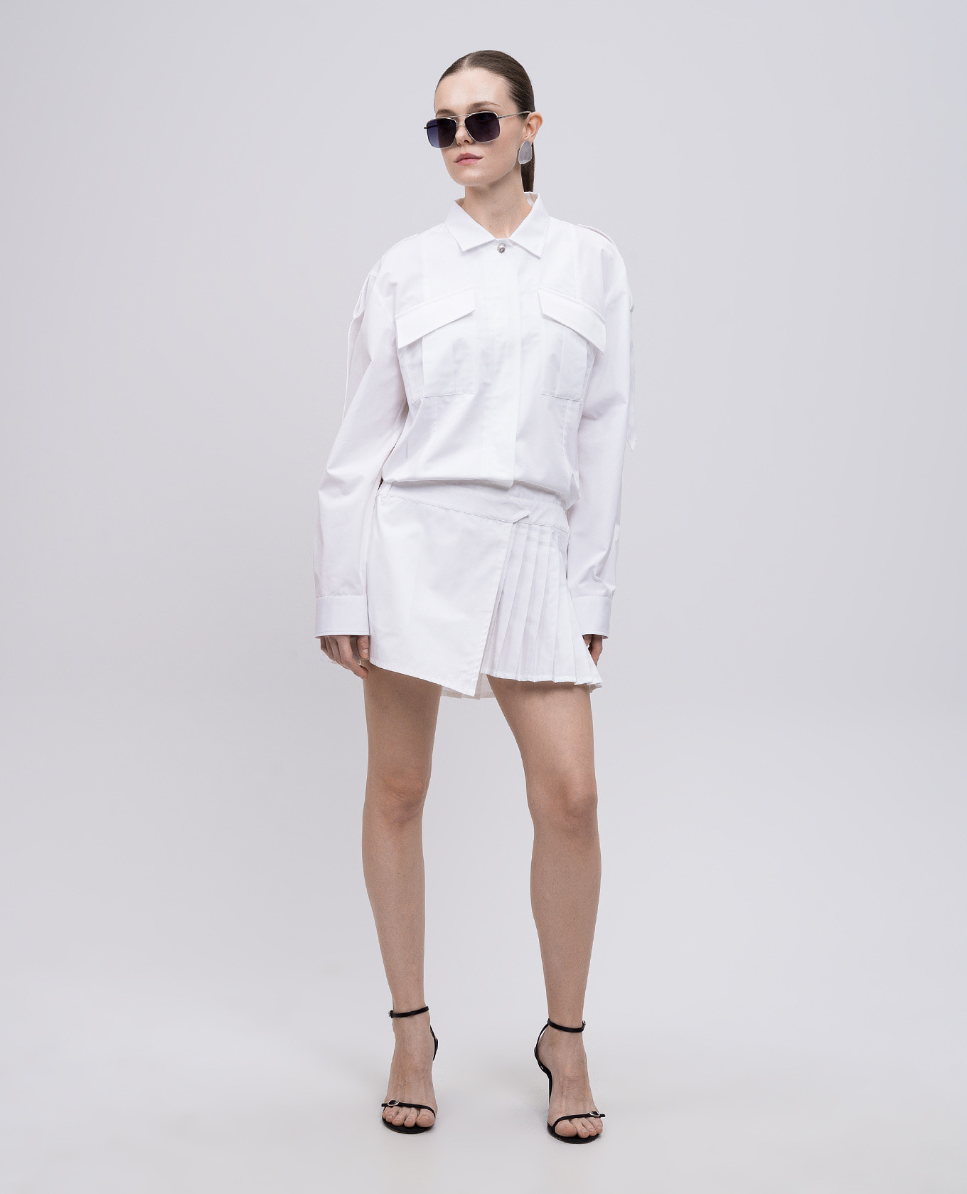 

White shirt dress with pleating Off-White