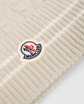 Moncler ENFANT Khaki wool children's hat with logo patch K29543B00014M1241
