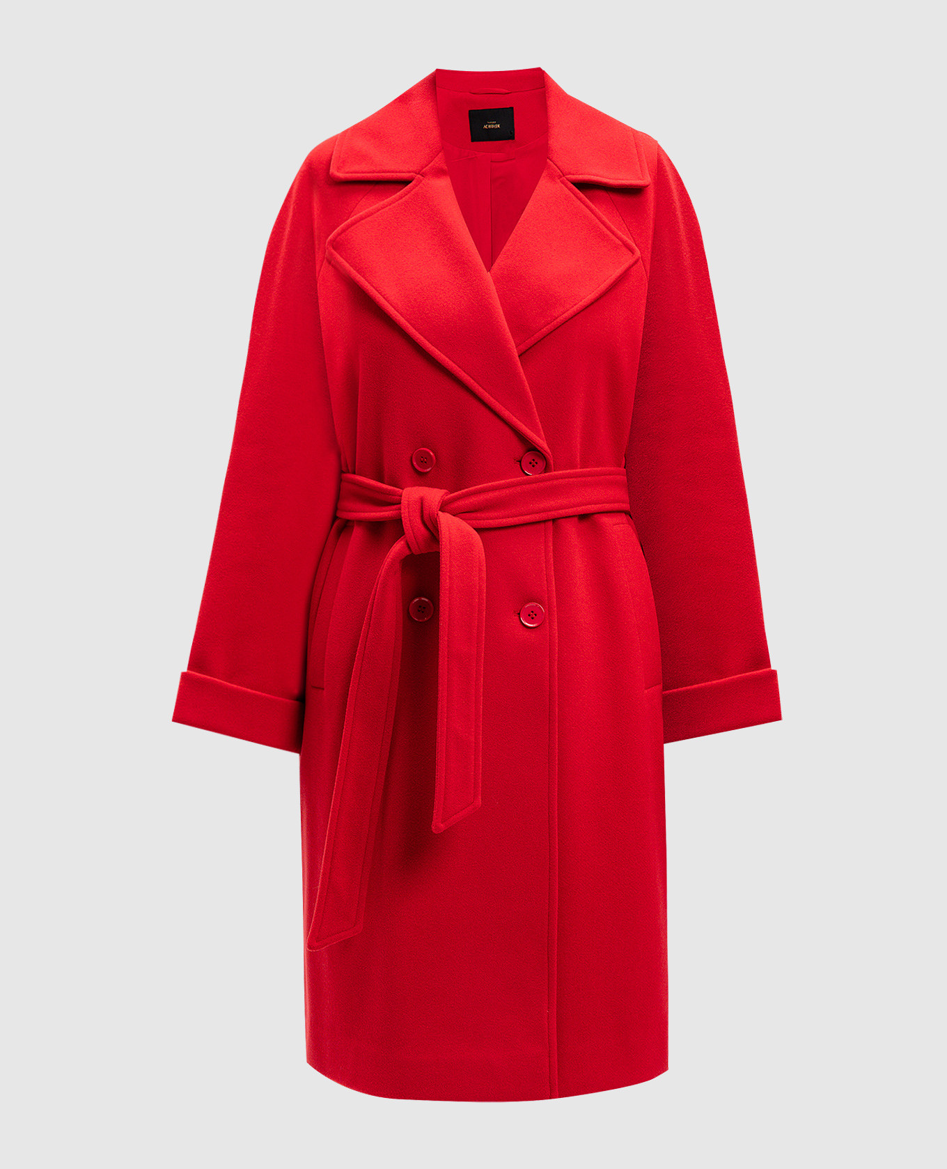 Red double-breasted coat with metallic logo twinset actitude