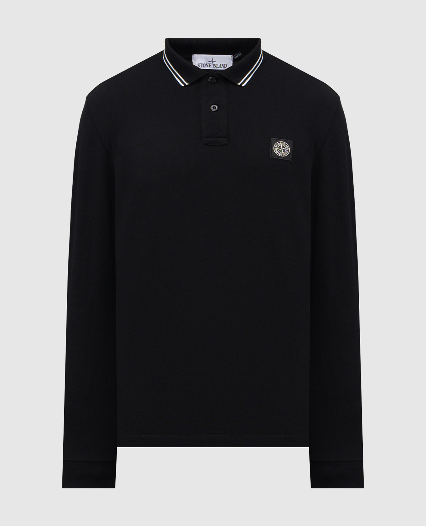 Black polo shirt with logo patch Stone Island