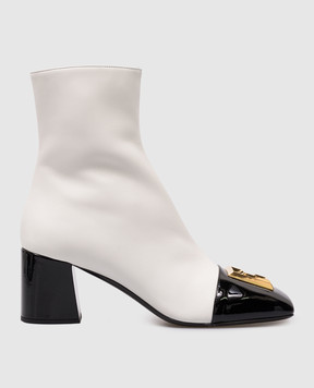 Balmain Edna ankle boots in white with textured PB logo DN1TE036LNPV