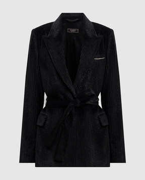 Peserico Black corduroy jacket with lurex E01156A01595