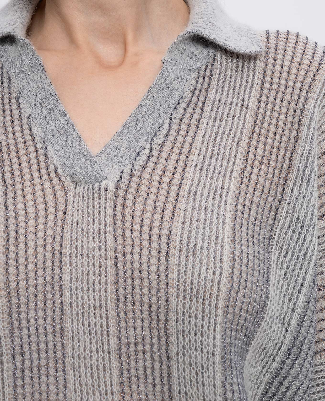 

Gray striped top with wool Peserico, Grey