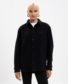 Off-White Black cashmere insulated shirt with logo 2ES005F25FAB001