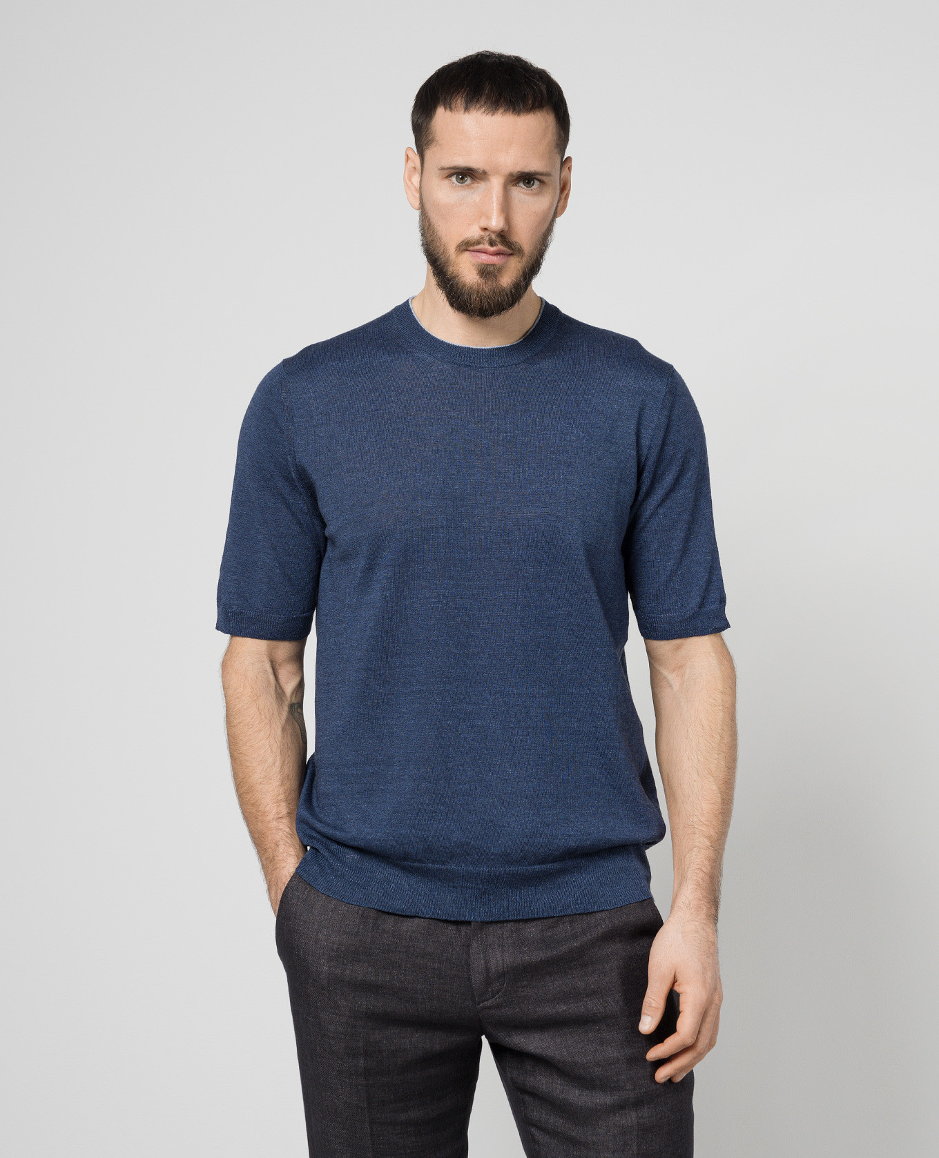 

Blue t-shirt with linen and cashmere Cashmere&Whiskey