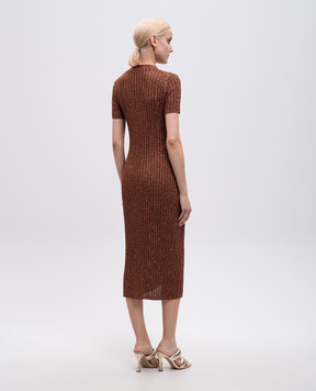 Twinset Brown midi dress with lurex 251TT3190