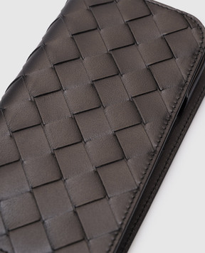 Bottega Veneta Black Intrecciato Leather Case Iphone 16 Pro Foglio 838801V2HL0