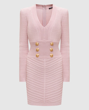 Balmain Pink mini dress with pattern EF0R8830KI42