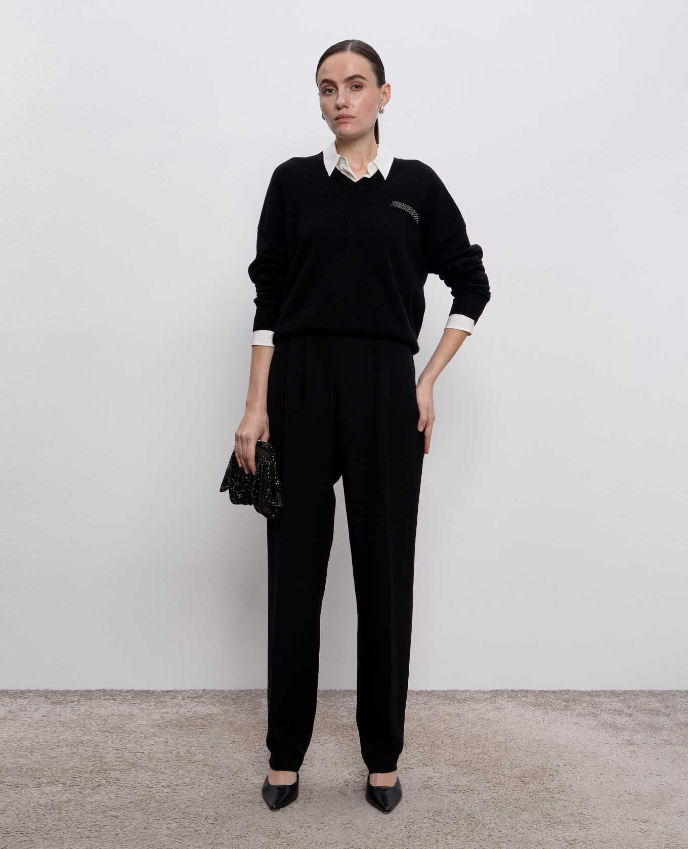 

Black wool, silk and cashmere pullover Peserico