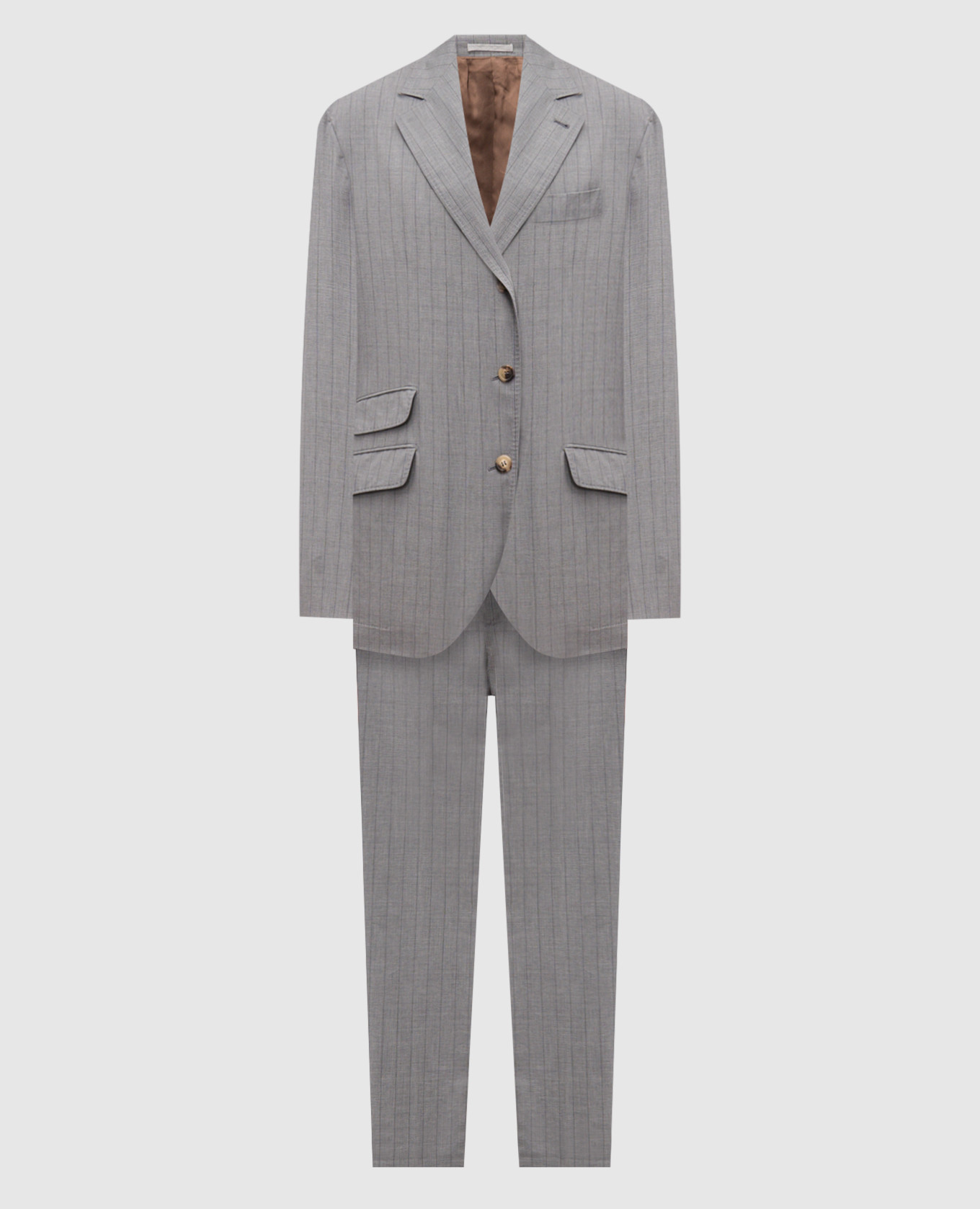 

Gray striped wool suit Brunello Cucinelli, Grey
