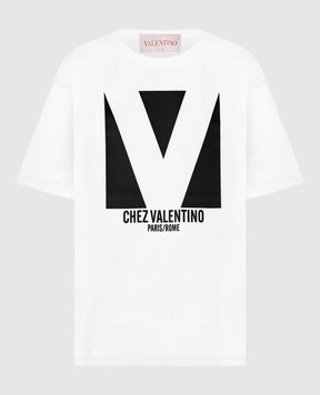 Valentino White t-shirt with CHEZ VALENTINO print 6B3MG24H95W