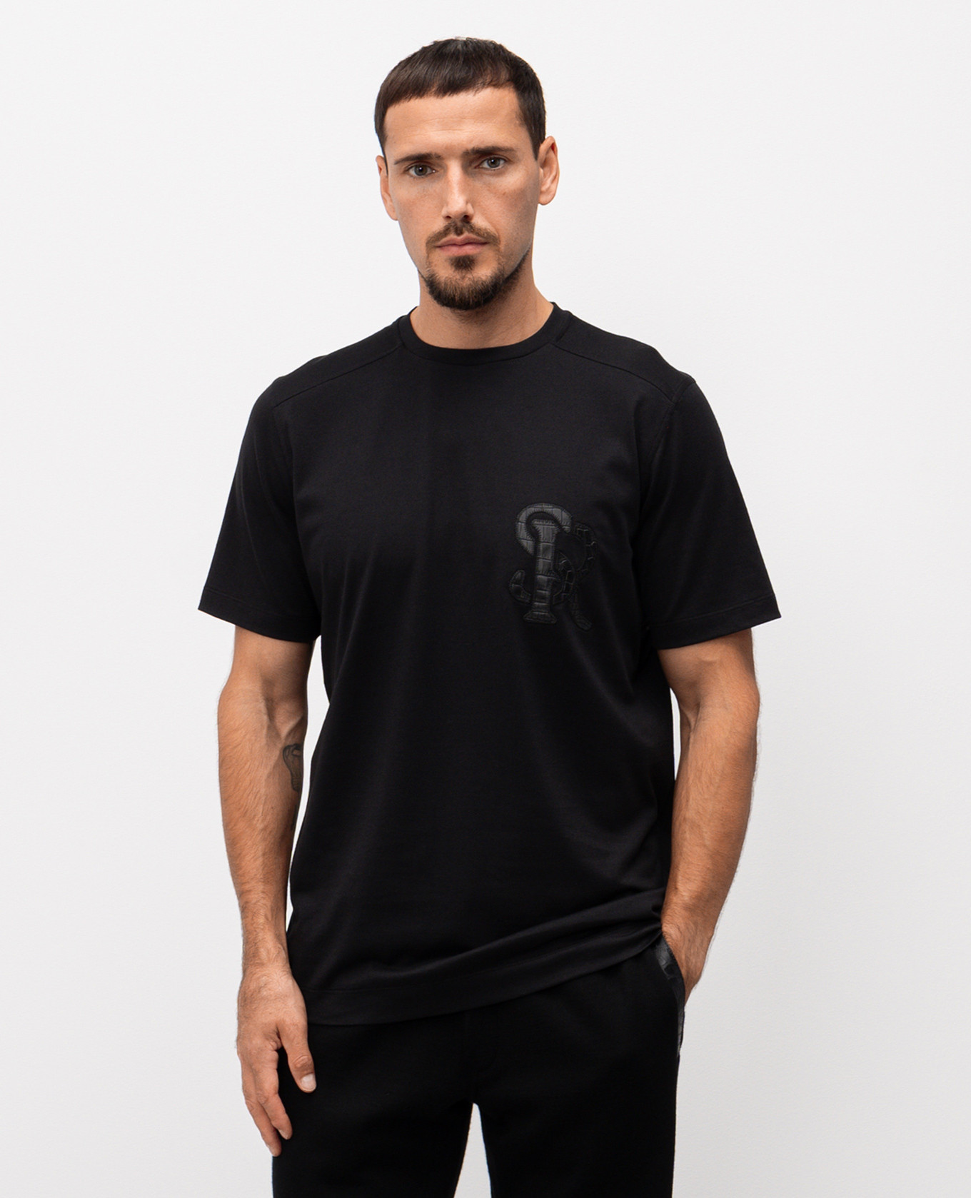 

Black T-shirt with monogram logo Stefano Ricci