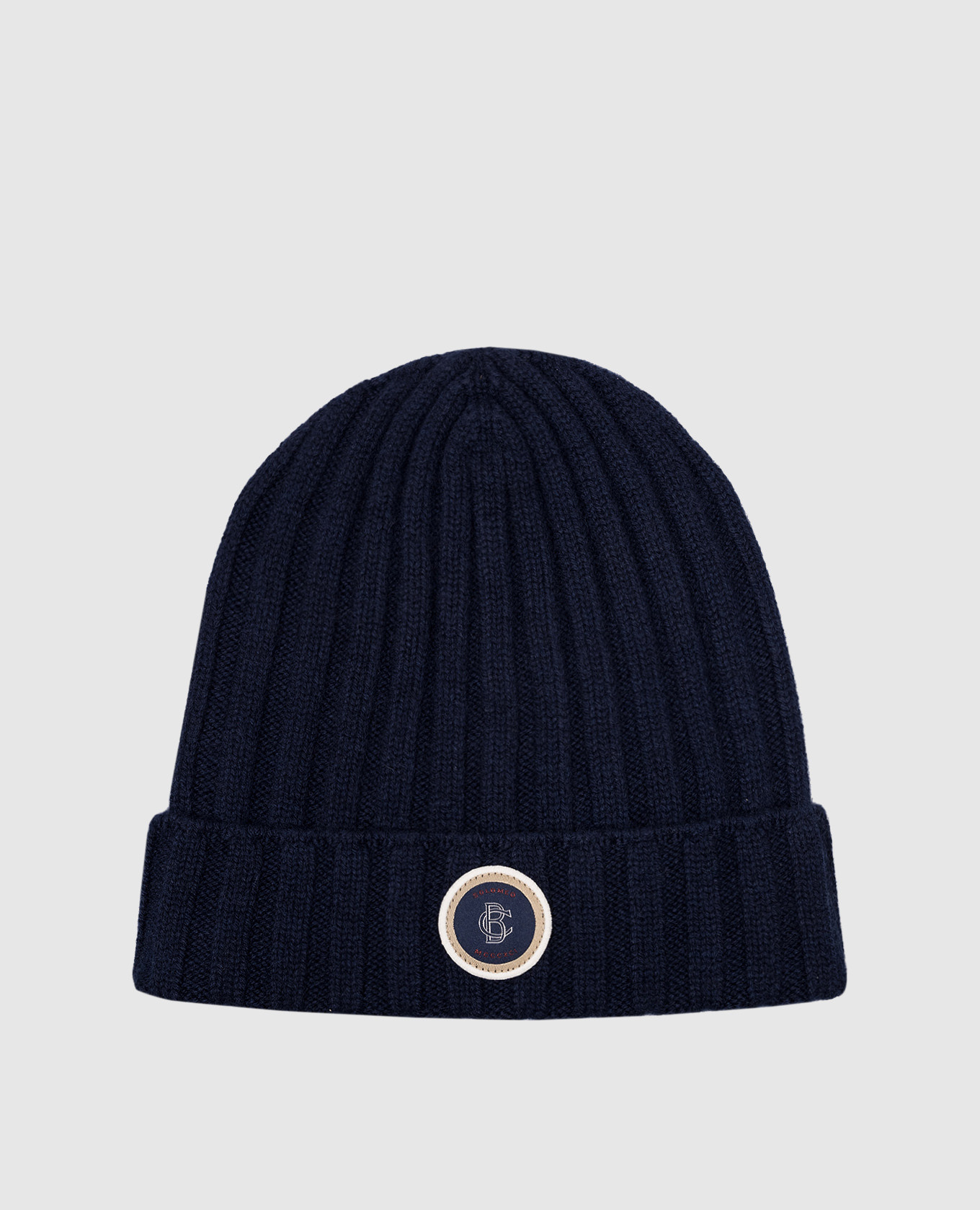 

Children's blue cashmere hat with Solomeo logo patch Brunello Cucinelli