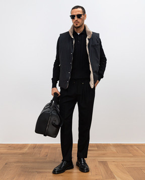 Brunello Cucinelli Black polo in a woven pattern M29202425