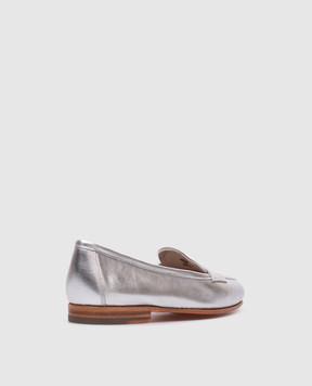 Santoni Silver leather loafers WUNY71031SA4SLLX