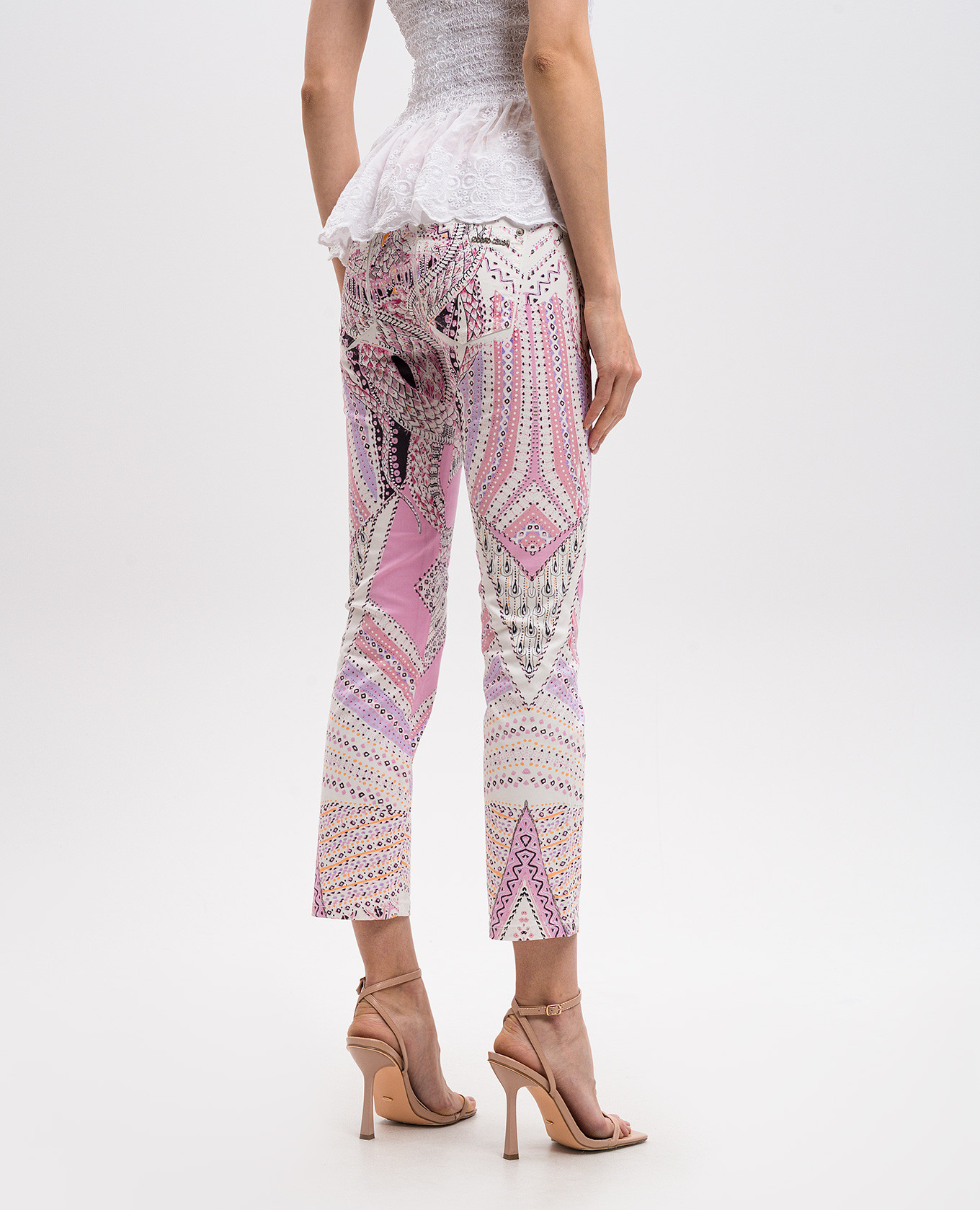 

White pants in a print Roberto Cavalli