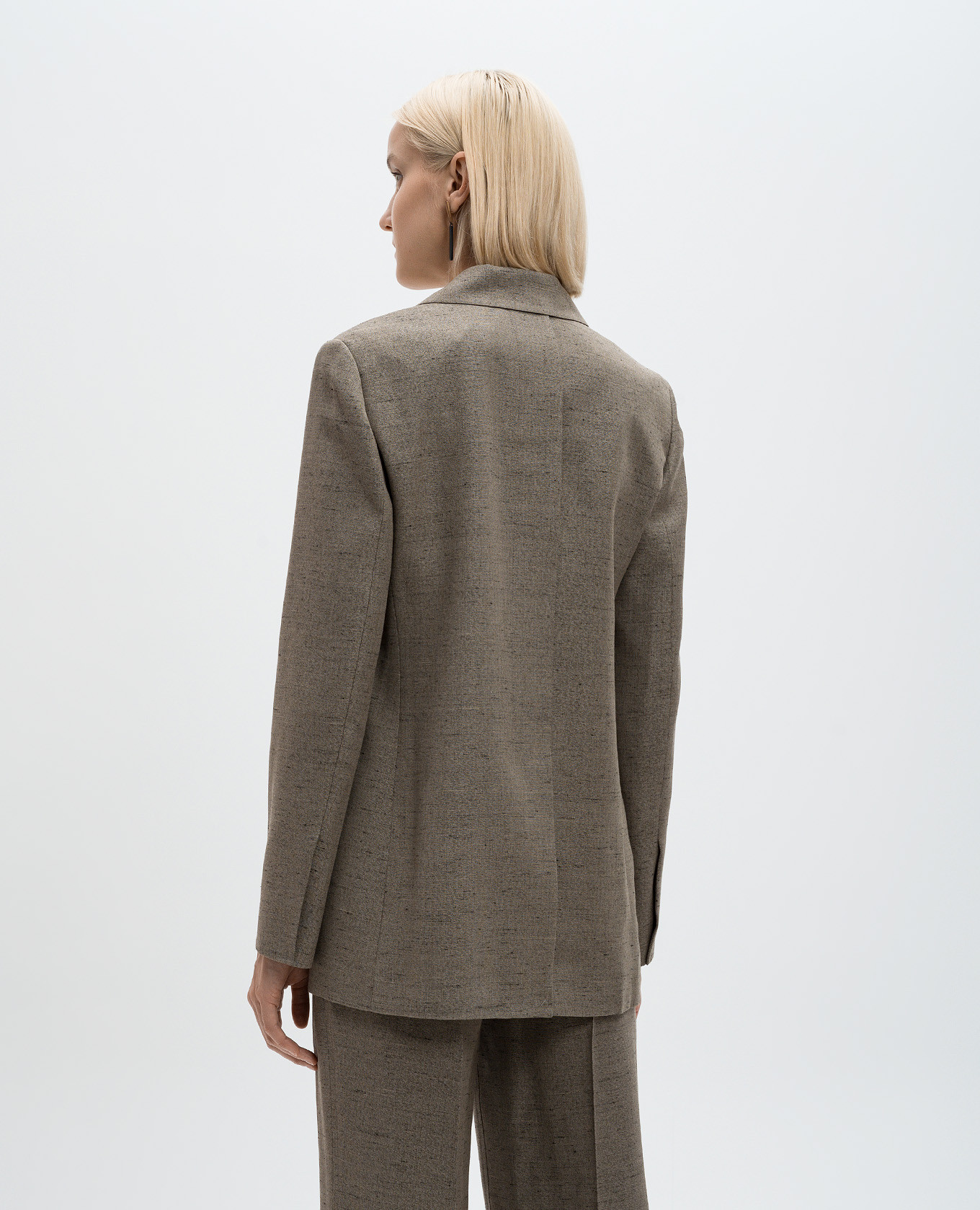 Hadley brown double breasted mélange jacket with linen PROENZA SCHOULER 4