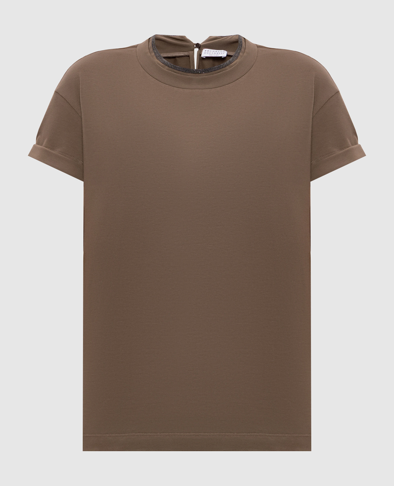 Brown T-shirt with monil chain