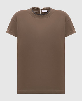 Brunello Cucinelli Brown T-shirt with monil chain M0T18BD200