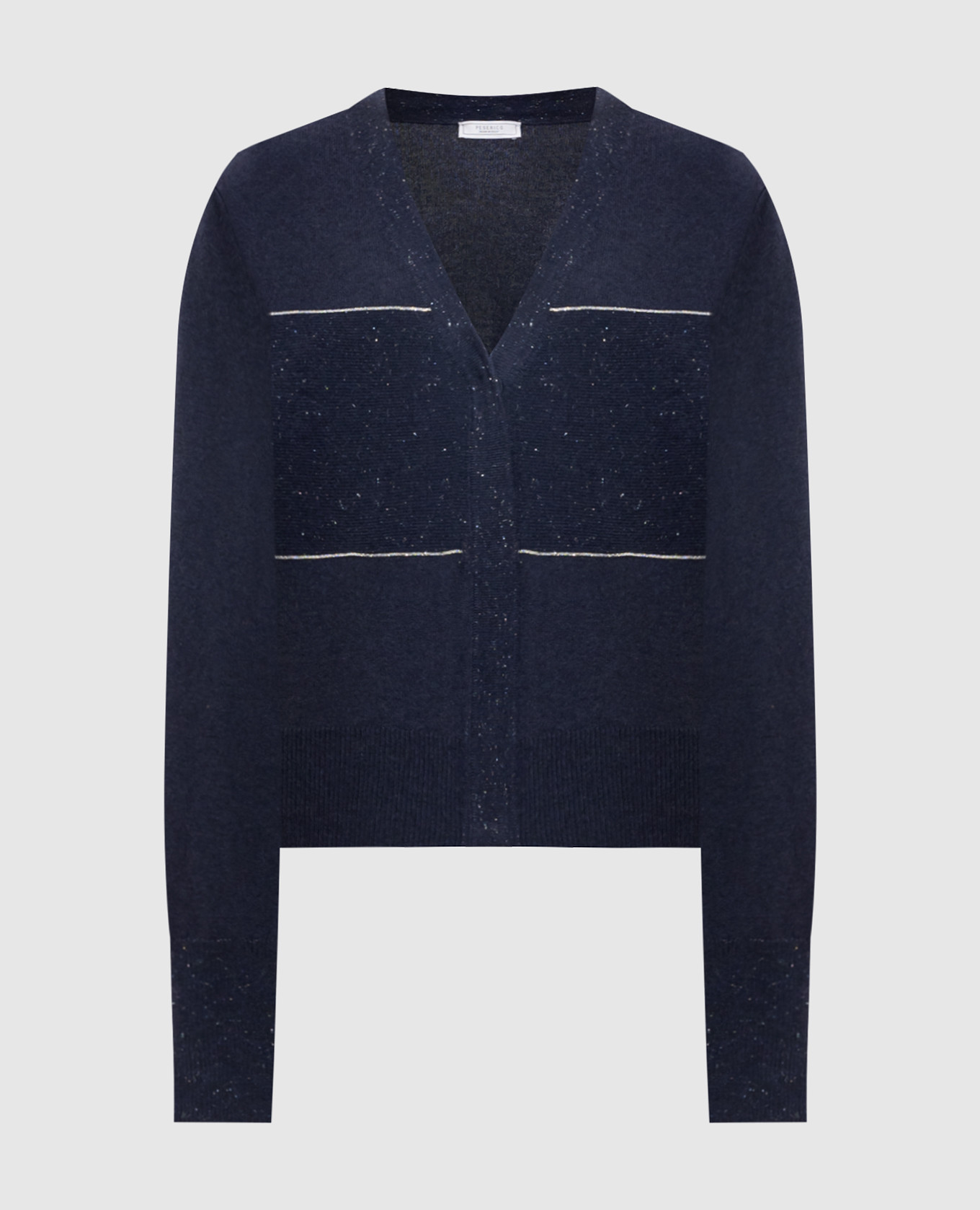 Blue wool, silk and cashmere cardigan with lurex peserico