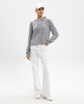 Off-White Grey cashmere hoodie with logo 2HU005F25KNI001